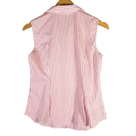 Jones New York  Red and White Boutton front  Sleeveless Blouse - Picture 3 of 7